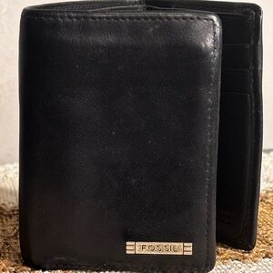 Fossil Black Leather Men's Card & Key Holder Wallet